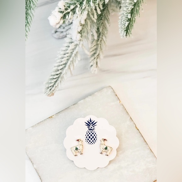 Christmas Tree Llama Enamel Studs - Picture 4 of 4